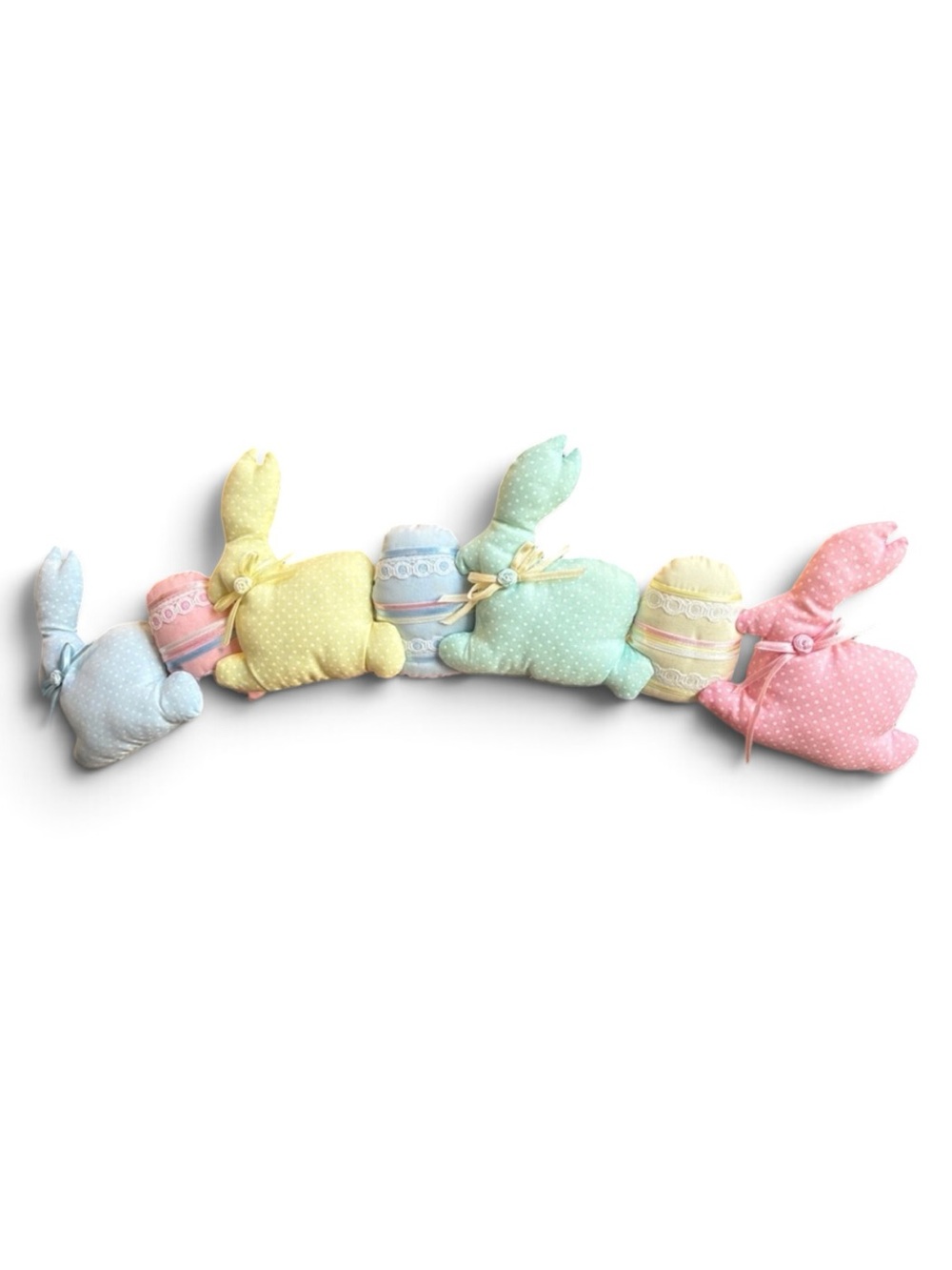 Vintage Kurt Adler Pastel Fabric Bunny and Egg Garland 1990 Easter Wall Decor